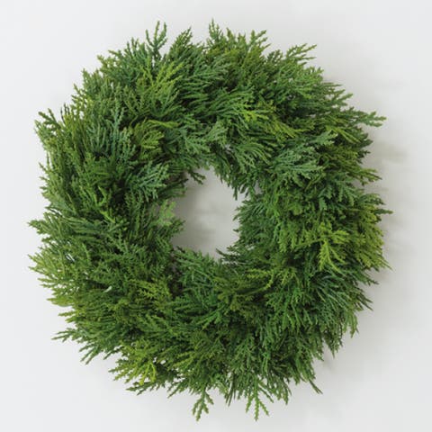 Sullivan's Christmas Cedar Wreath, Green Faux Floral Decor for Crafting, Weddings, Home and Holiday Decoration, 12 Inch