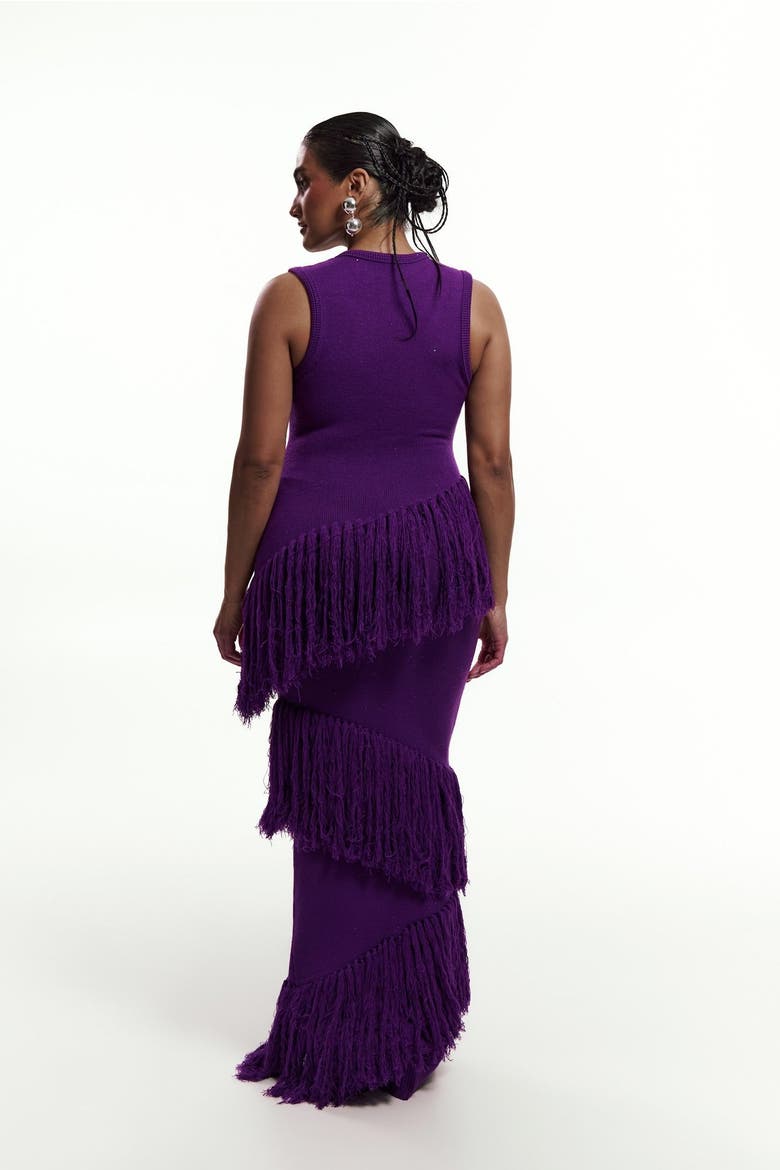 Uyai Sequin Fringe Maxi Dress, Alternate, color, Sequin