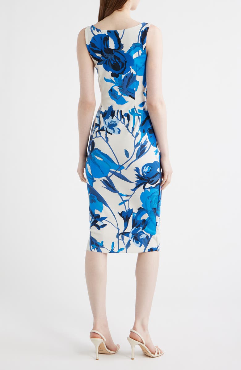 Chiara Boni La Petite Robe Floral Ruffle Detail Cocktail Sheath Dress, Alternate, color, Carole Blue
