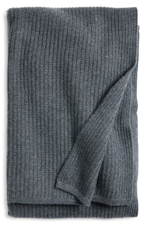 Rib Wool & Cashmere Throw Blanket