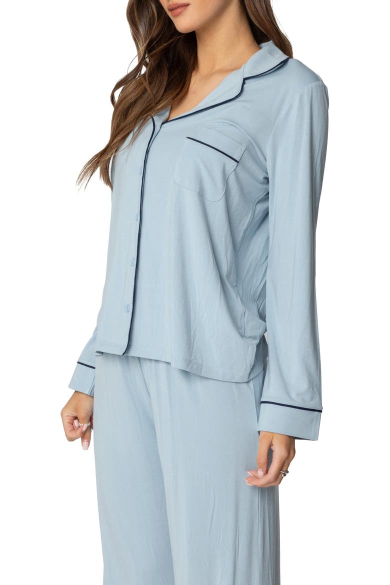 Jeanette Button-Up Pajama Top, Alternate, color, LIGHT-BLUE