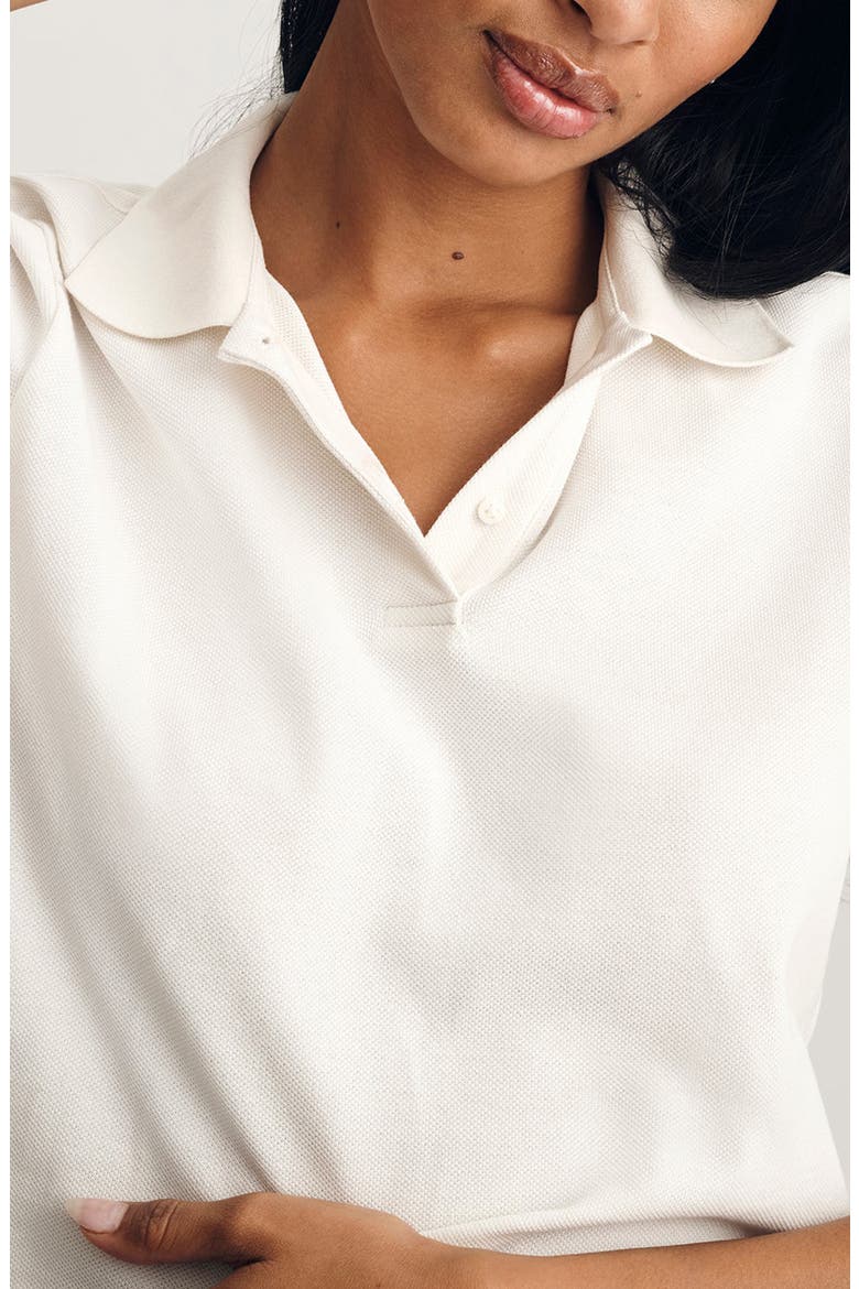 Boxy Crop Polo T-Shirt, Alternate, color, COCONUT MILK