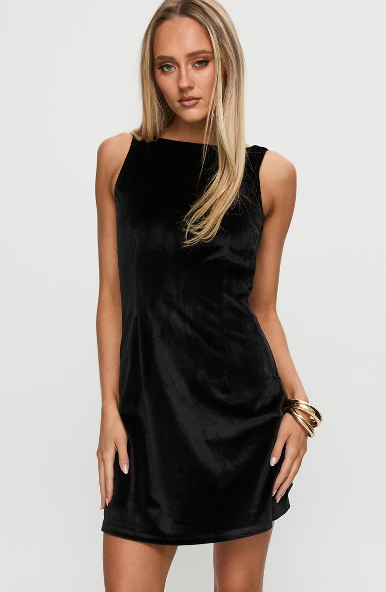 Princess Polly Fellaire Open Back Minidress, Alternate, color, Black