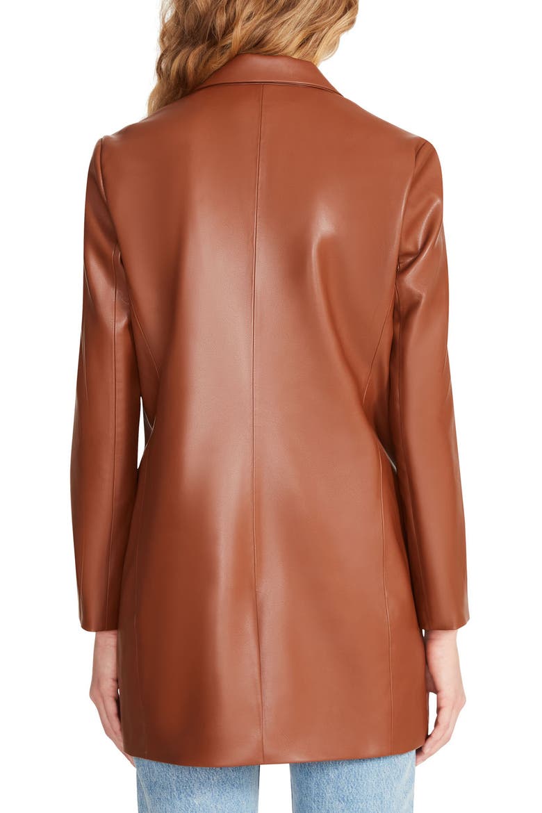 Rock Star Faux Leather Boyfriend Blazer, Alternate, color, COGNAC