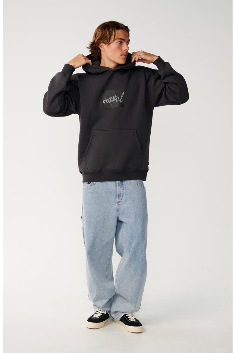 Rip Script Oversize Fleece Hoodie, Alternate, color, WASHED BLACK