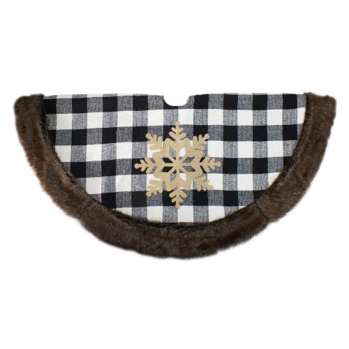 Northlight 48" Black And White Buffalo Plaid Christmas Tree Skirt With Burlap Snowflake In Black