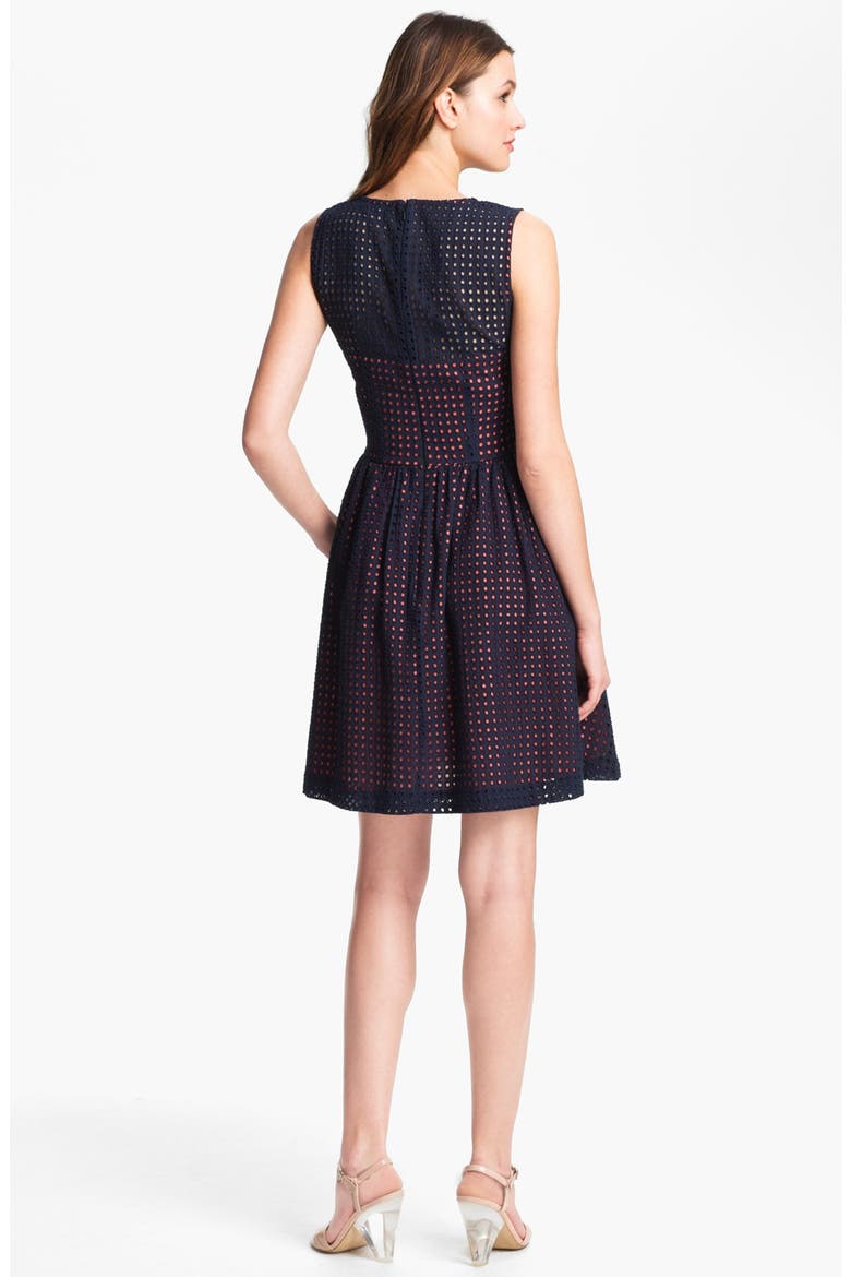 Embroidered Cotton Eyelet Fit & Flare Dress, Alternate, color, NOCTURNAL