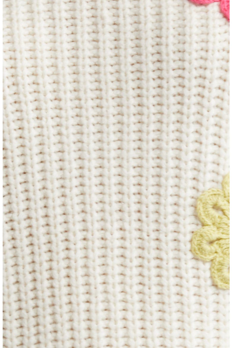 Romi Floral Crochet Accent Crewneck Sweater, Alternate, color, IVORY MULTI DAISIES