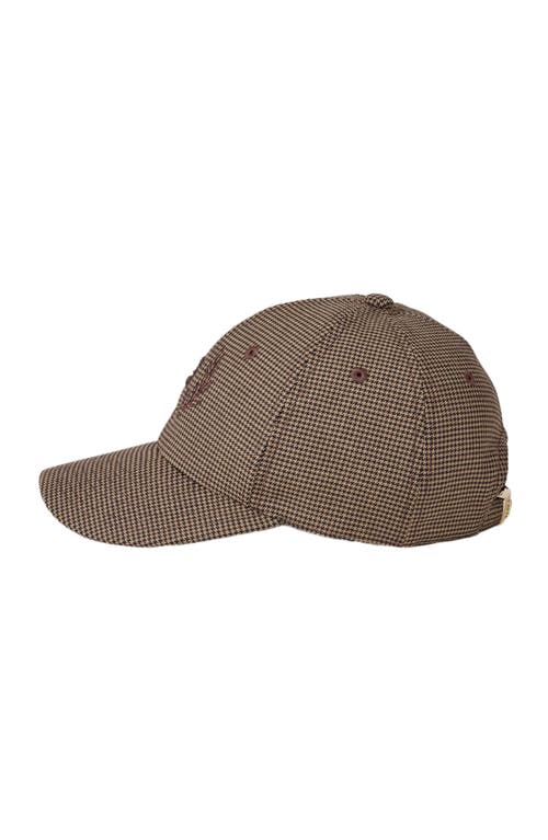 Sandro Houndstooth Embroidered Baseball Cap In Brown