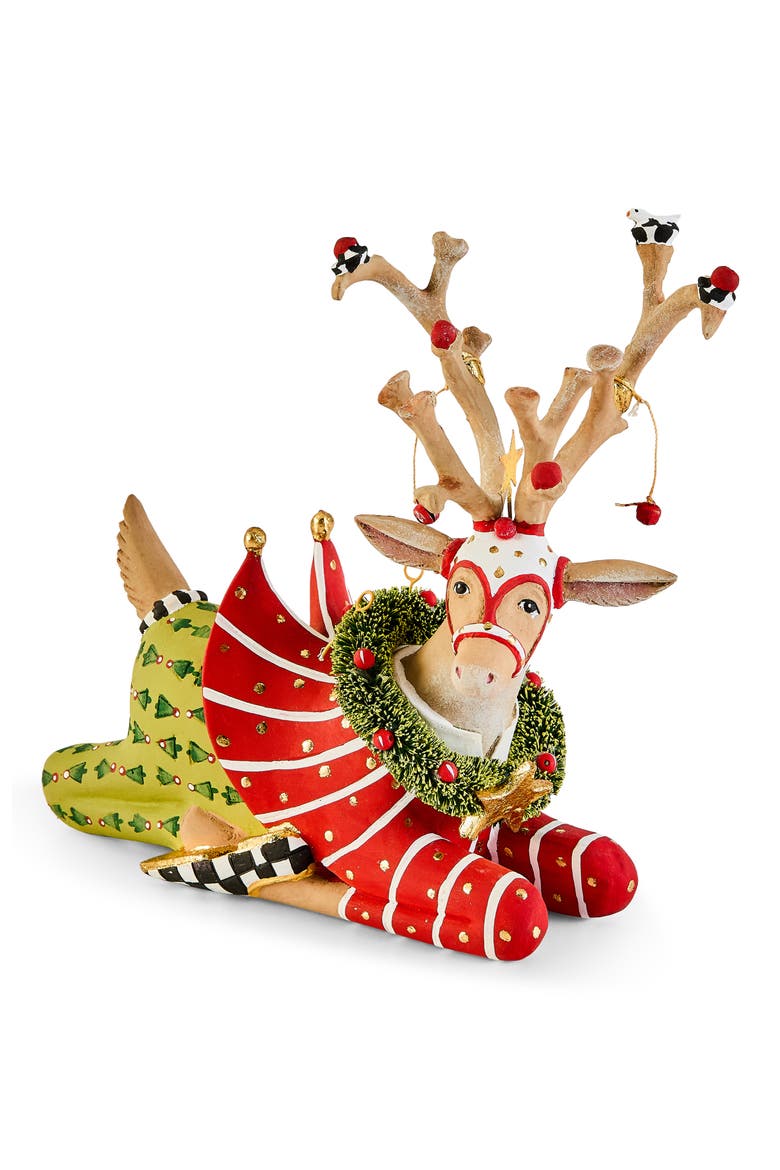 Patience Brewster Dash Away Sitting Reindeer Christmas Ornament, Alternate, color, GREEN