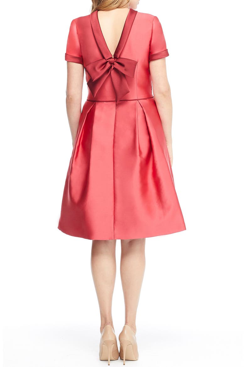 Annabelle Bow Back Double Face Satin Dress, Alternate, color, PINK/ RED