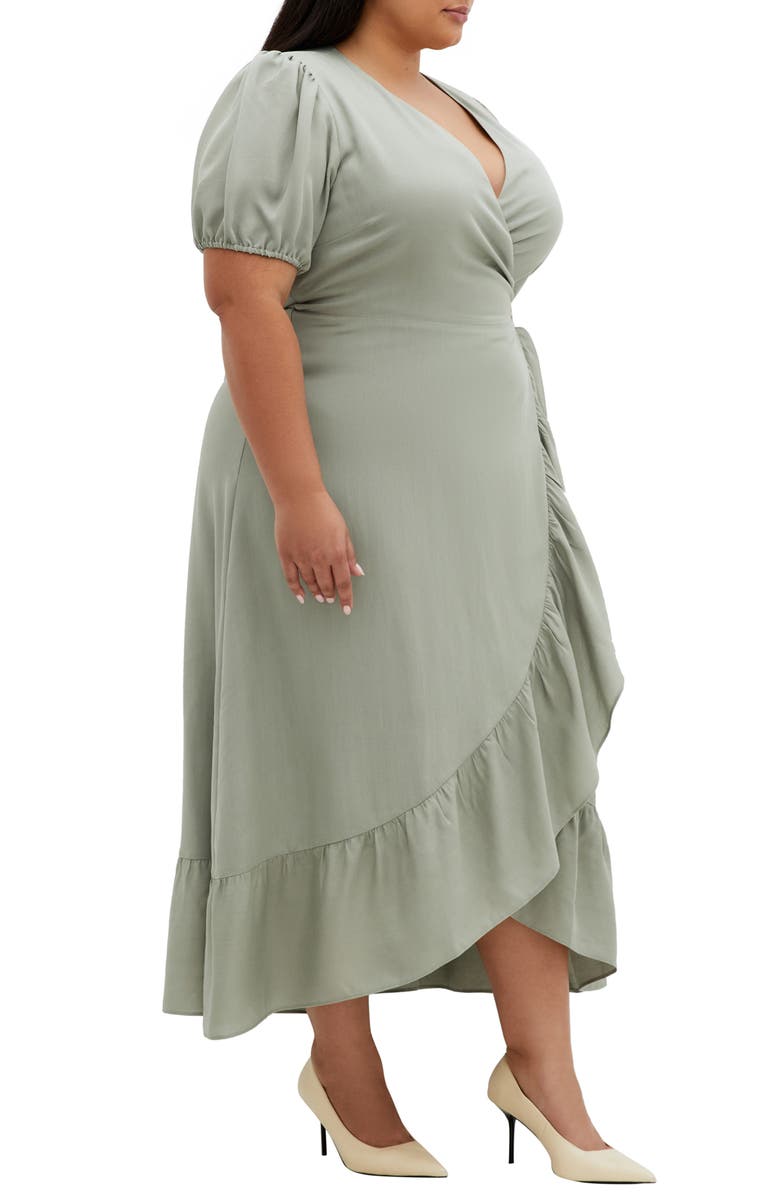 City Chic Sarina Maxi Wrap Dress, Alternate, color, Soft Sage