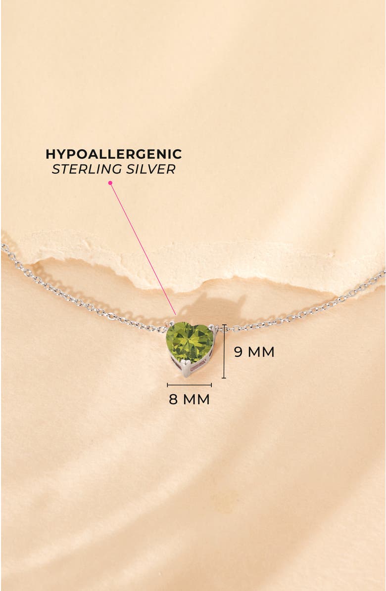 In Season Jewelry Prong CZ Birthstone Heart Necklace, Alternate, color, August