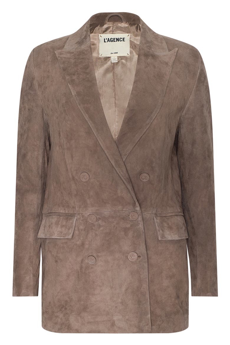 Aimee Relaxed Fit Double Breasted Suede Blazer, Alternate, color, CARDAMOM SUEDE
