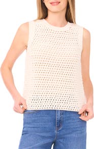 1.STATE Open Stitch Cotton Blend Sweater Tank