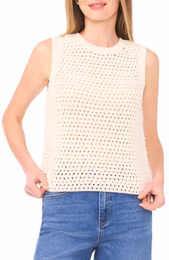 1.STATE Open Stitch Cotton Blend Sweater Tank