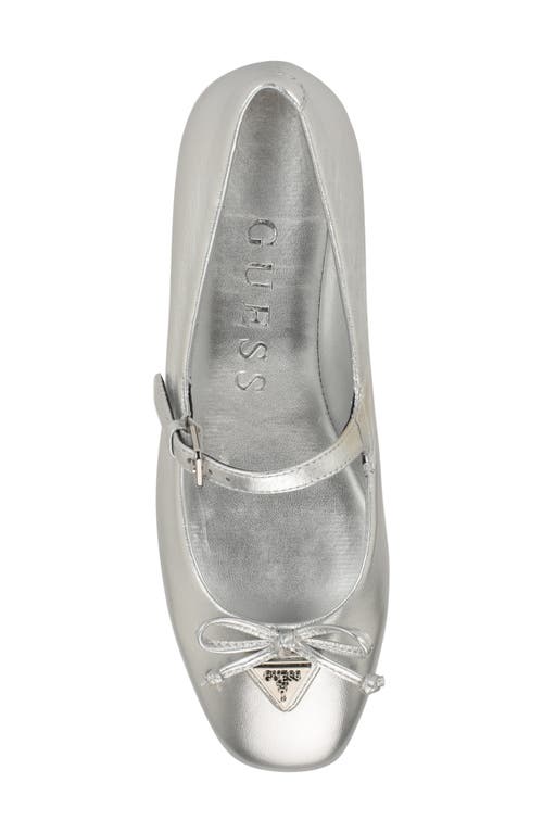 Guess Kayra Mary Jane Flat In Metallic Silver