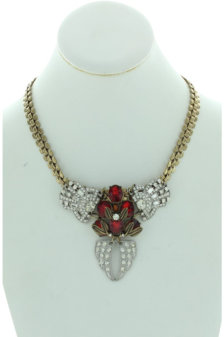 Garnet Crystal Collar Necklace, Alternate, color, GOLD / RED