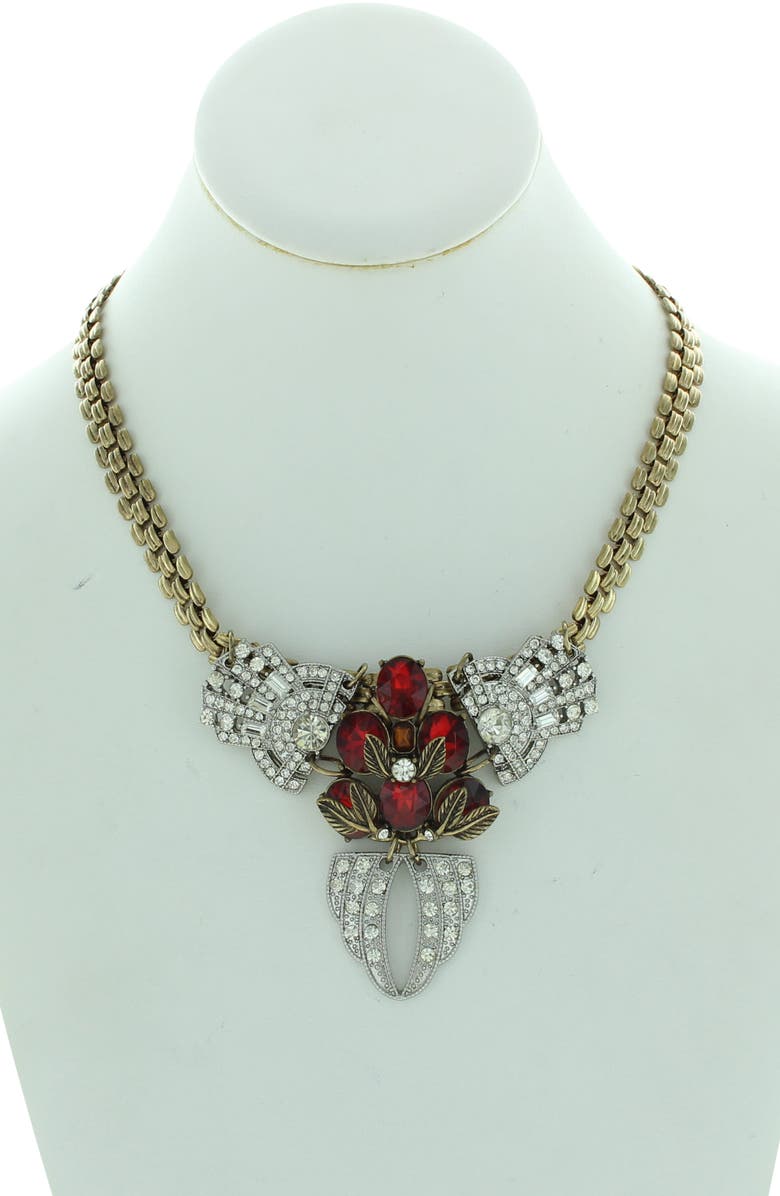 OLIVIA WELLES Garnet Crystal Collar Necklace, Alternate, color, Gold / Red