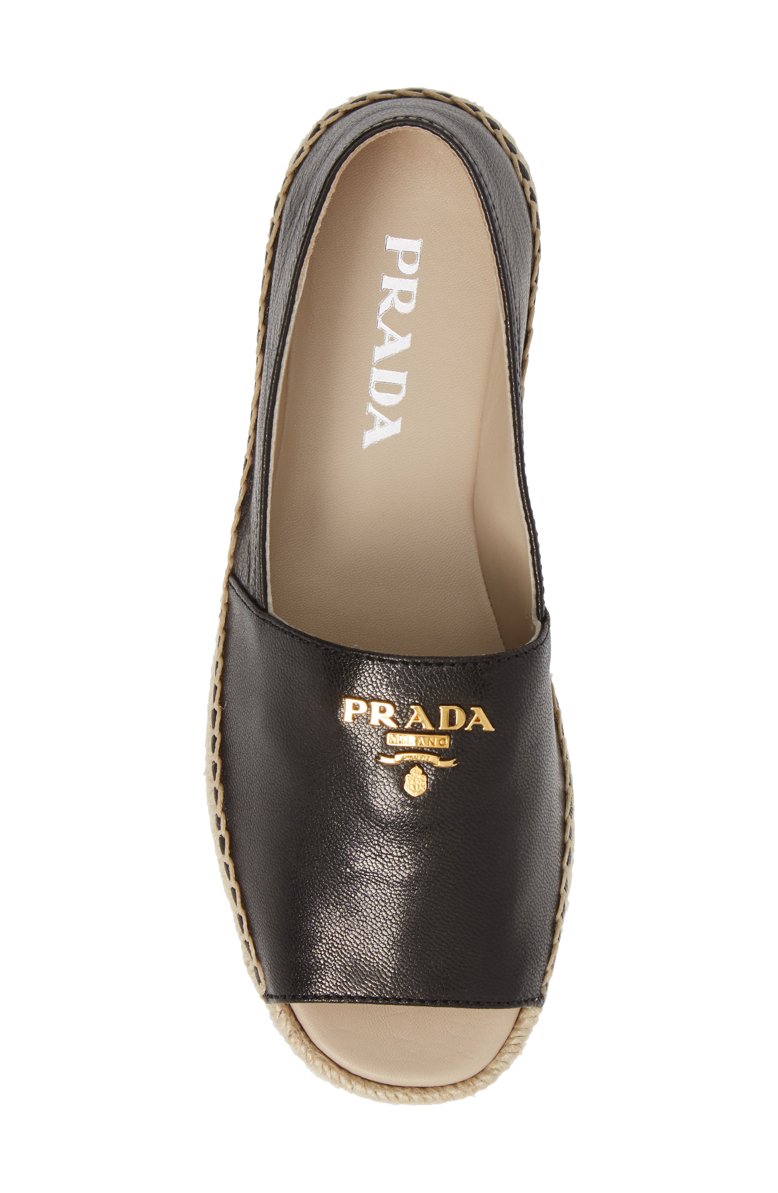 Prada Peep Toe Platform Espadrille, Alternate, color, 