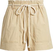 Caslon® Cotton & Linen Blend Paperbag Waist Shorts