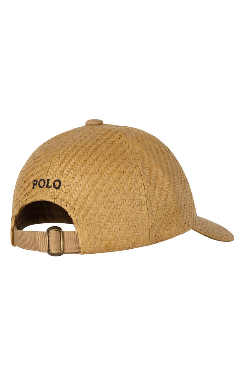 Polo Ralph Lauren Embroidered Logo Straw Baseball Cap, Alternate, color, Cafe Tan