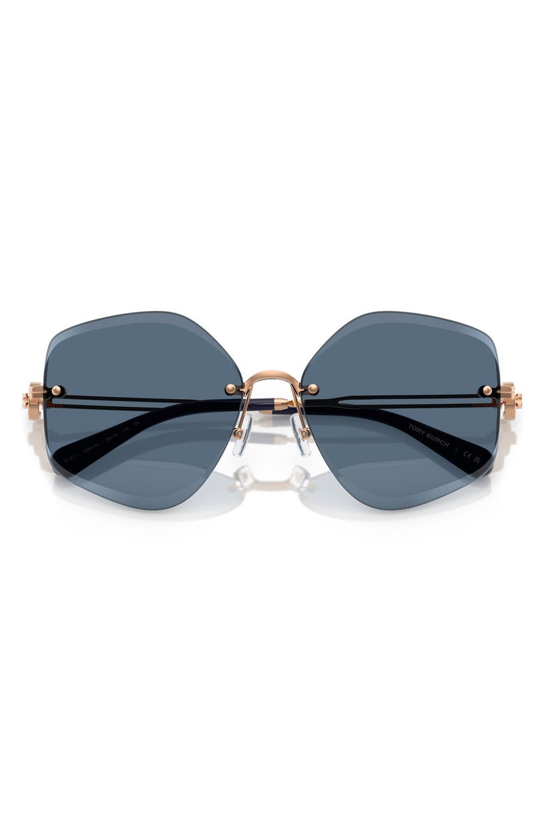 Tory Burch 58mm Irregular Sunglasses, Alternate, color, Gold Amber