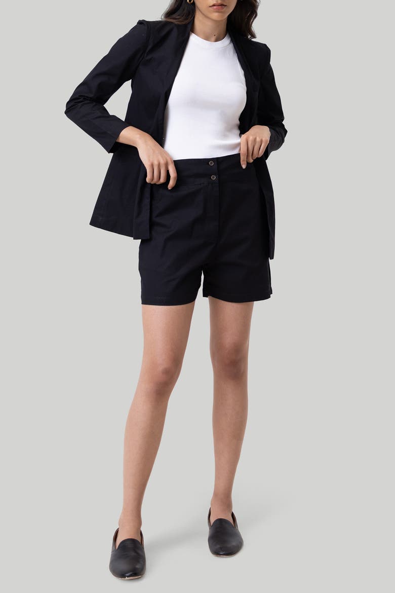 Organic Cotton Collarless Summer Blazer, Alternate, color, Black