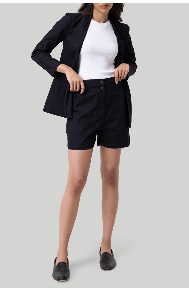 Reistor Organic Cotton Collarless Summer Blazer, Alternate, color, Black