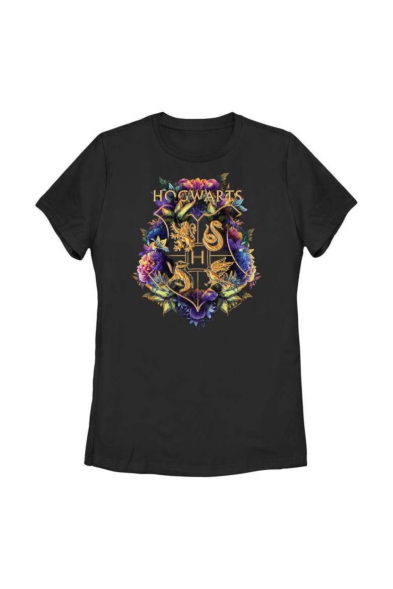 Women's Hogwarts Plant Crest Short Sleeve Graphic T-shirt, Main, color, Black