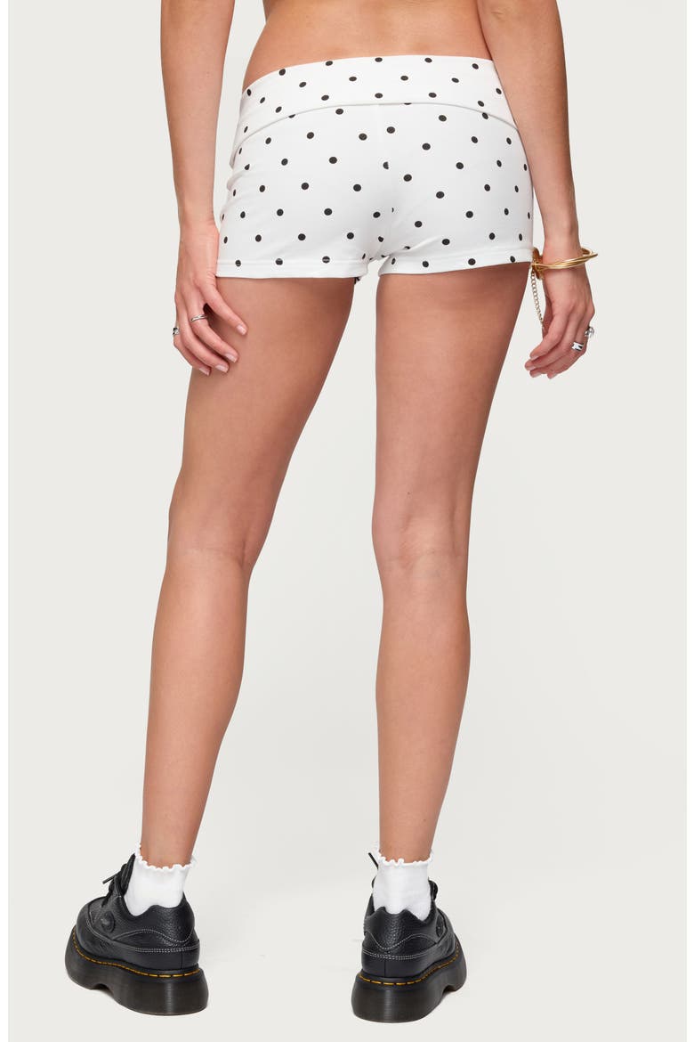 Chelsie Polka Dot Foldover Shorts, Alternate, color, WHITE