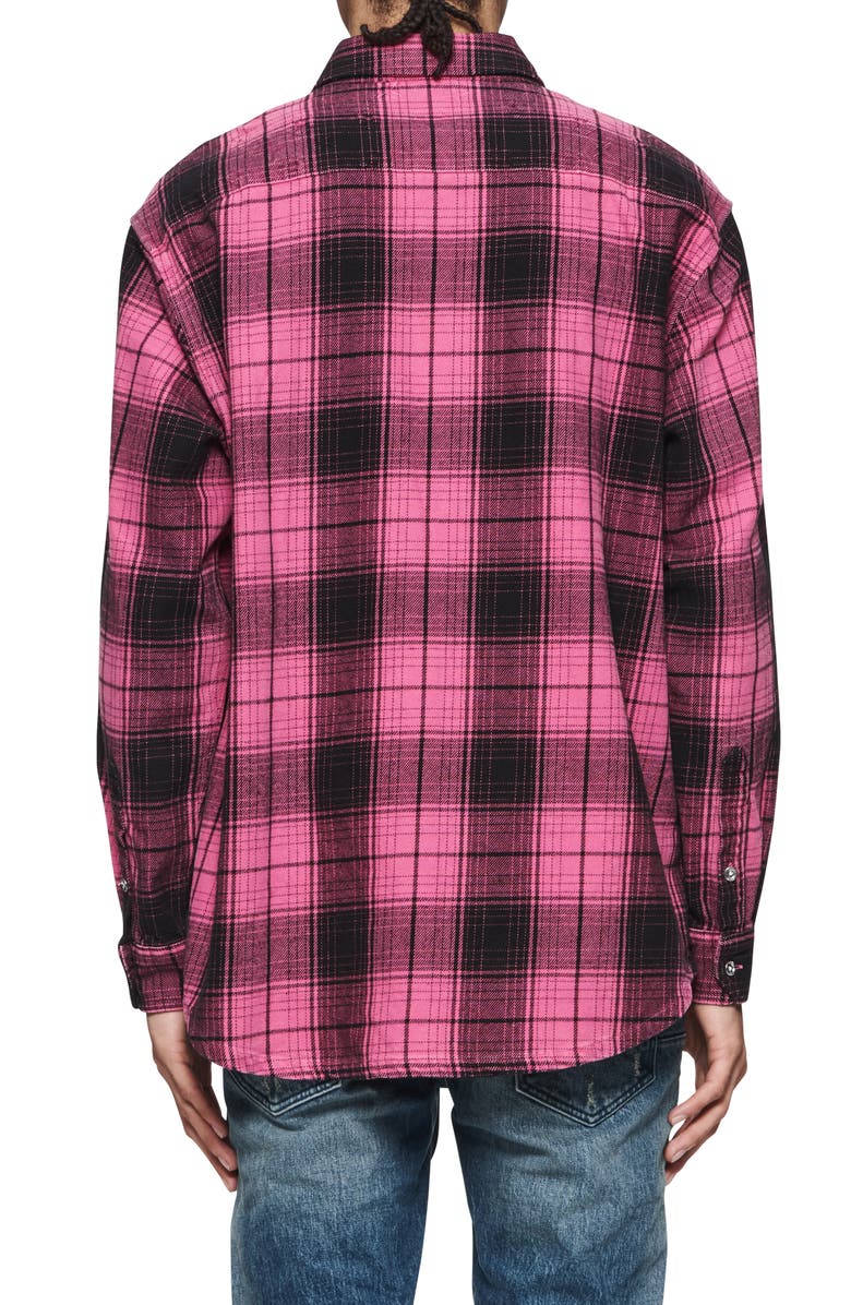 PURPLE BRAND Plaid Cotton Button-Up Shirt, Alternate, color, Pink