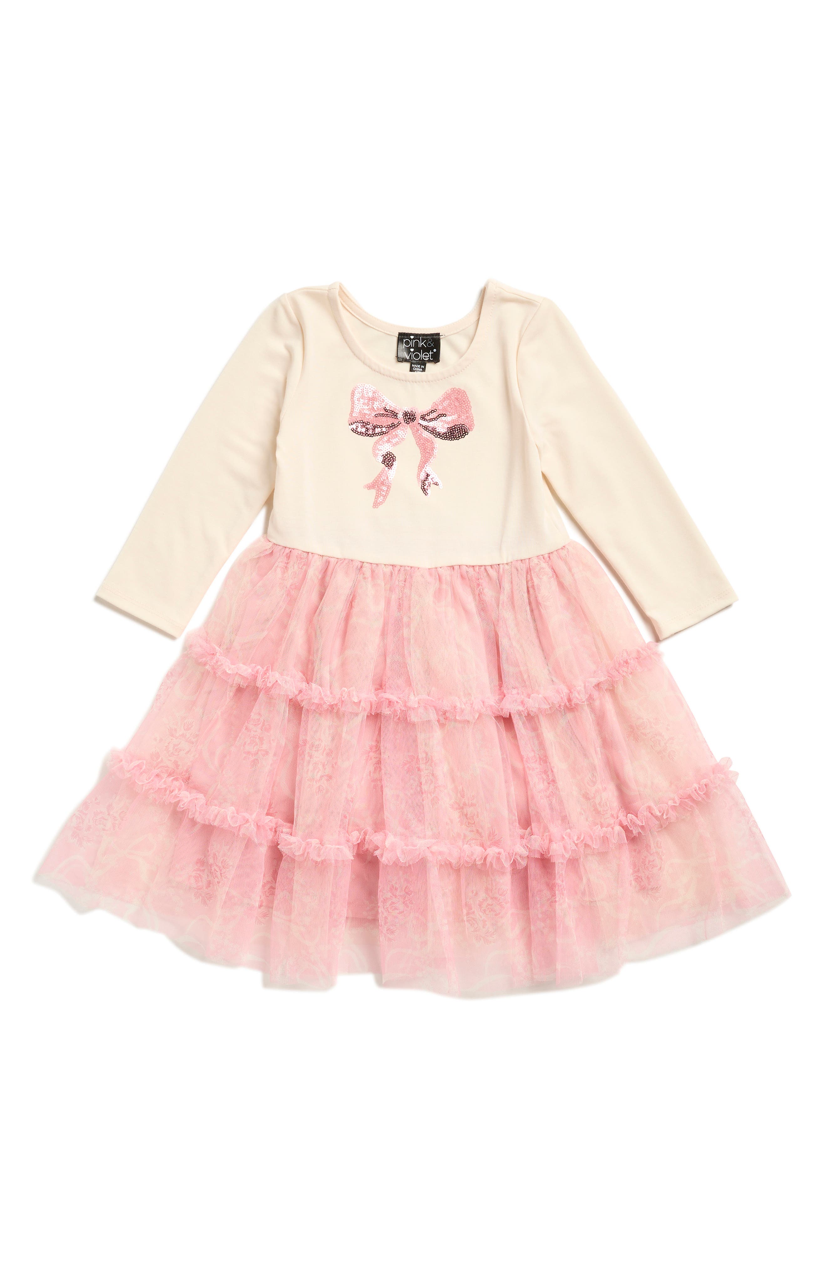Zunie Kids' Sequin Bow Tiered Tutu Dress