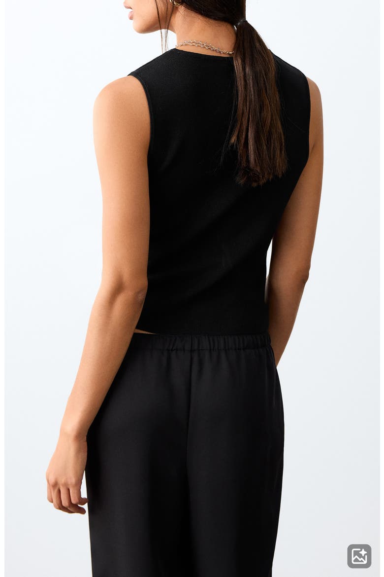 Bow Front Sleeveless Top, Alternate, color, BLACK