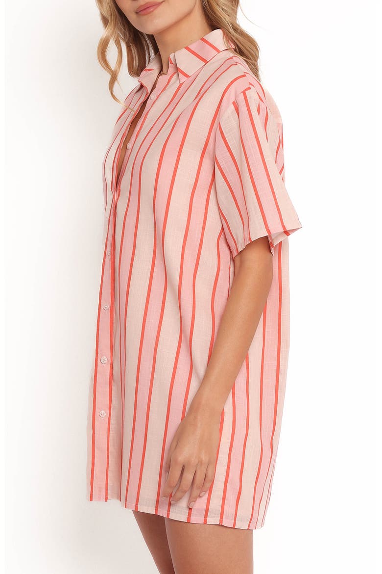Norah Stripe Cotton Mini Shirtdress, Alternate, color, PINK STRIPE
