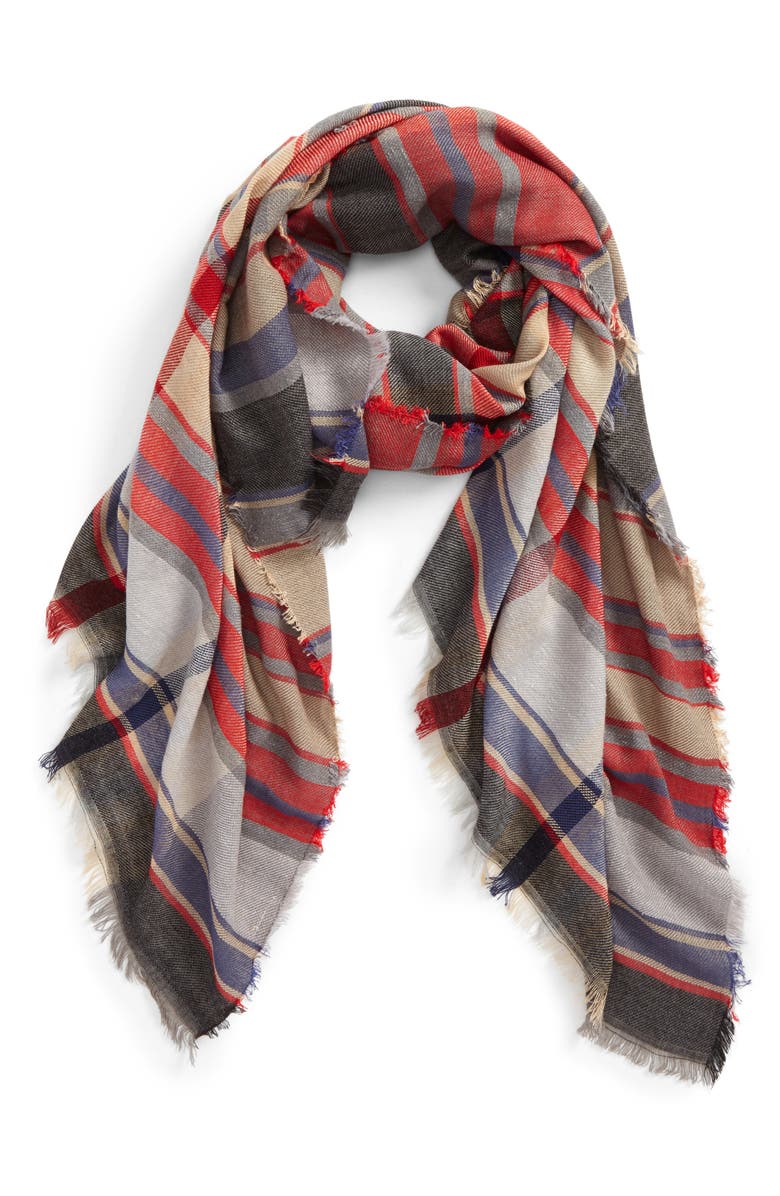 BP. Plaid Oblong Scarf, Main, color, 