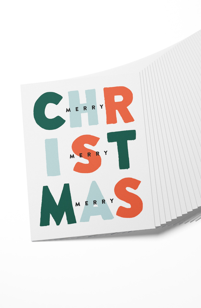 Joy Paper Co. Merry Christmas Colorful Hand-Lettered Boxed Set of 8 Cards, Alternate, color, Colorful