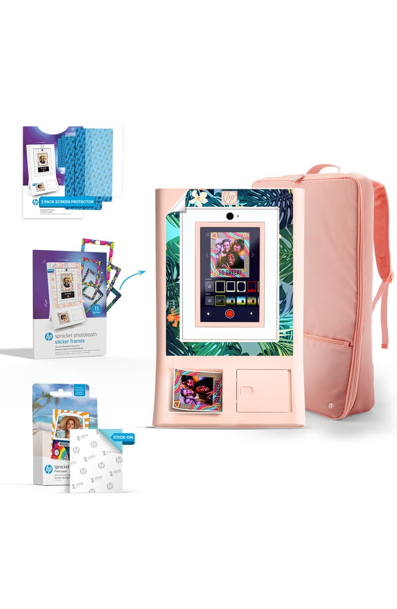 HP Sprocket Photobooth 3x4" Photo Printer Bundle, Main, color, Pink