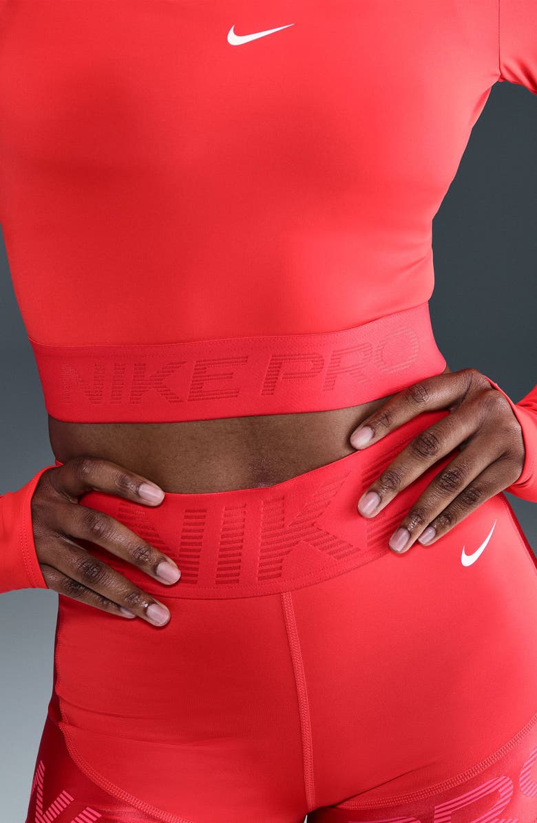 Nike Pro Sculpt Dri-FIT High Waist Bike Shorts, Alternate, color, Lt Crimson/ Ember Glow/ White