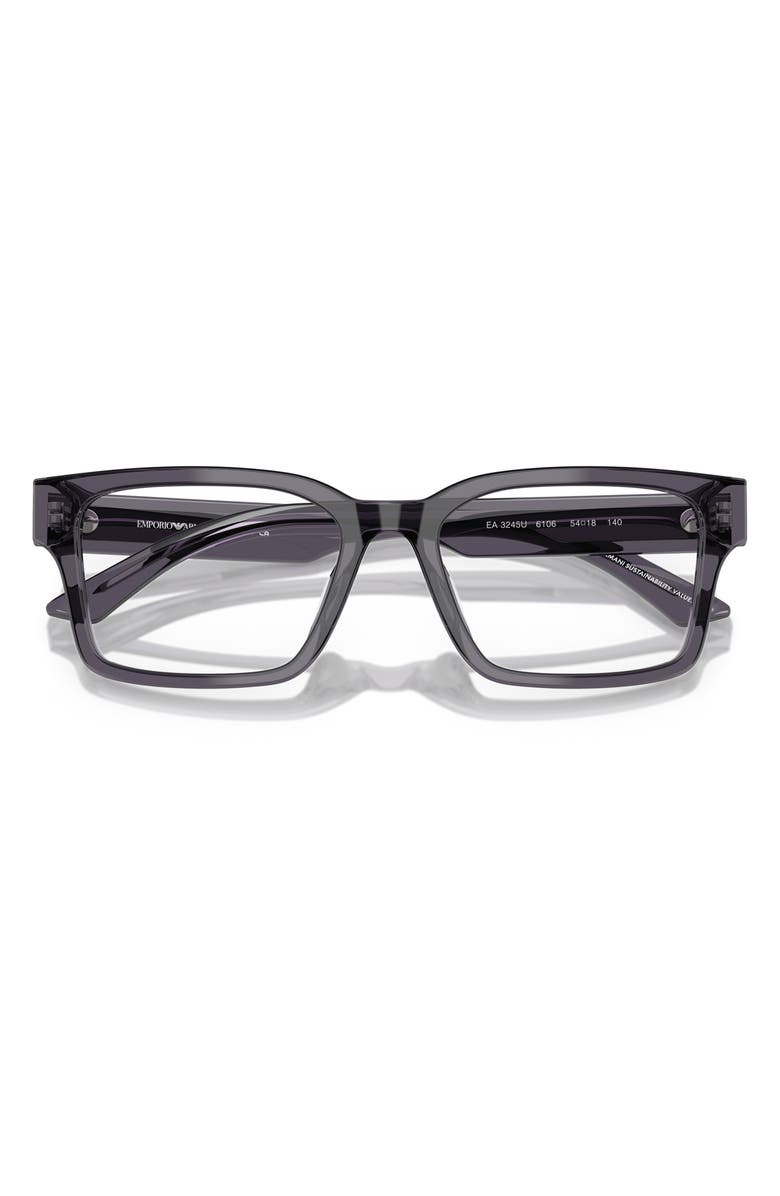 Emporio Armani 54mm Rectangle Optical Glasses, Alternate, color, Transparent Grey / Demo Lens