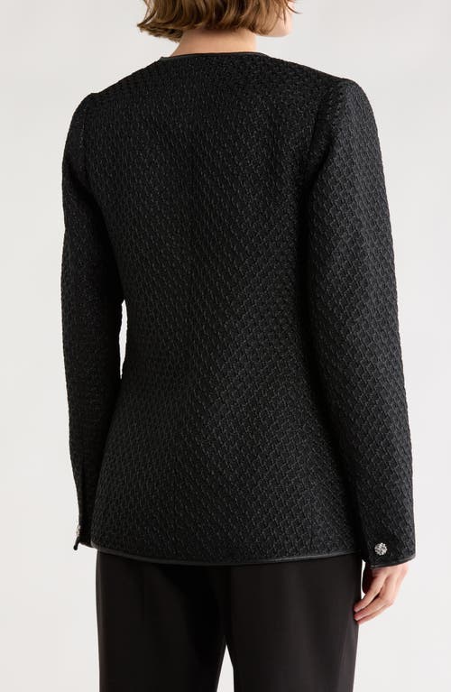 Rag & Bone Payley Faux Leather Trim Tweed Blazer In Black