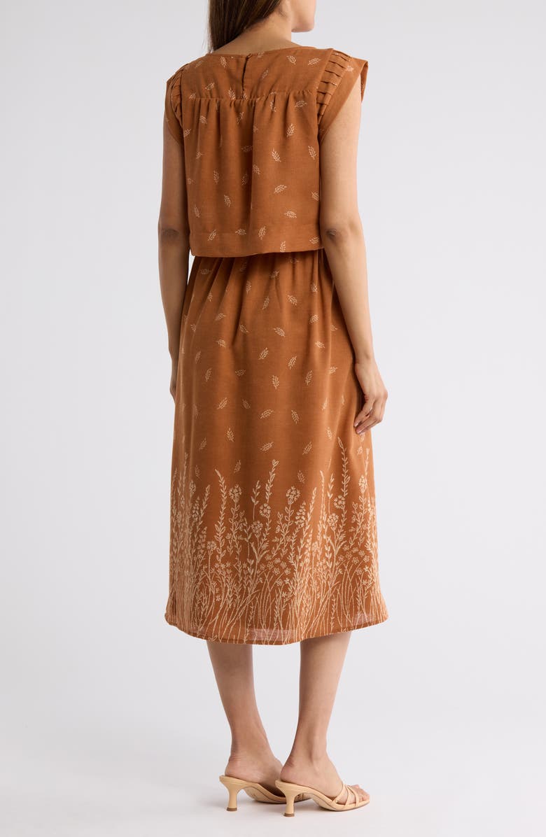 Pleated Sleeve Midi Dress