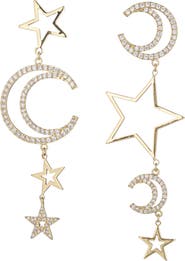 EYE CANDY LOS ANGELES Celestial Star & Moon CZ Drop Earrings