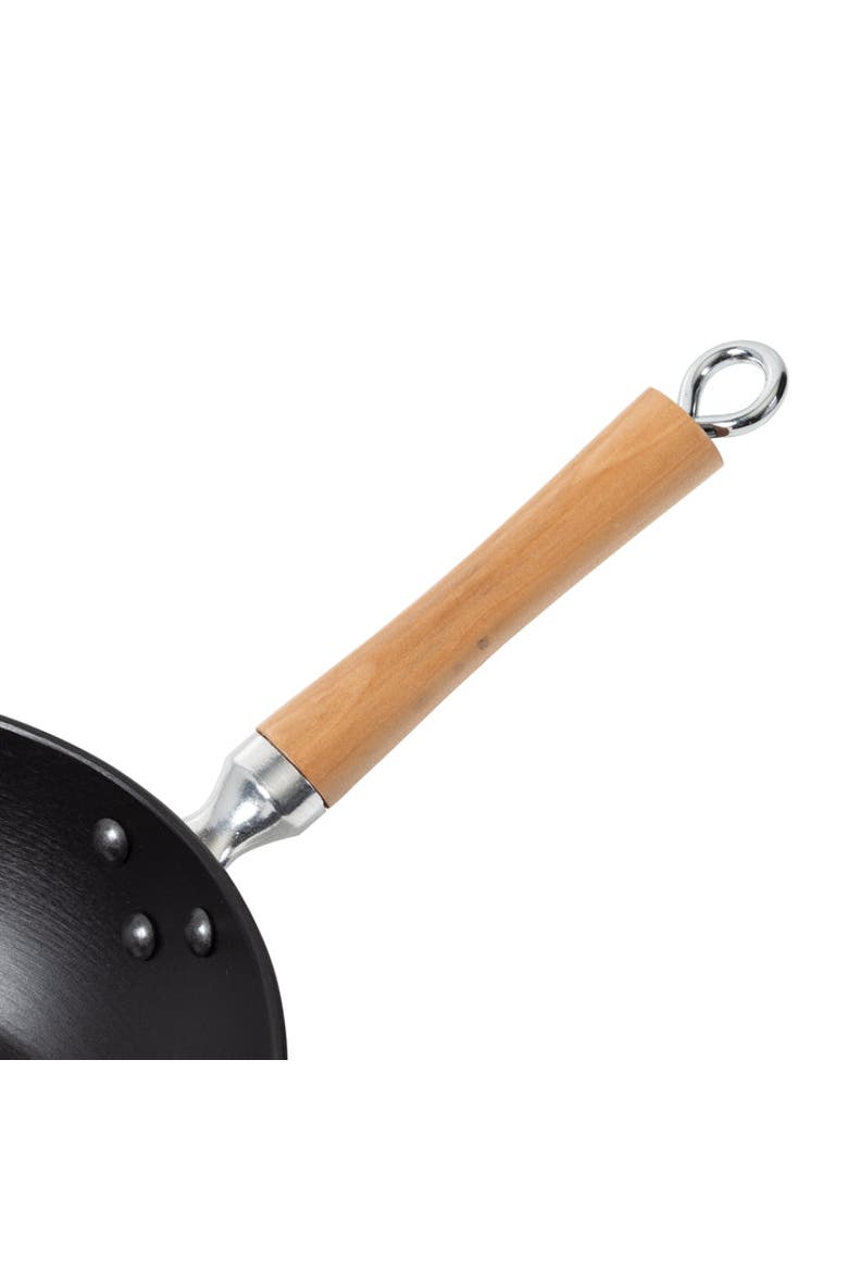 Preseasoned Cast Iron Stir Fry Pan with Maple Handle, 11.5-Inch, Alternate, color, Black