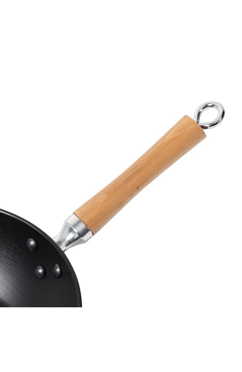 JOYCE CHEN Preseasoned Cast Iron Stir Fry Pan with Maple Handle, 11.5-Inch, Alternate, color, Black