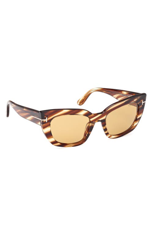 Tom Ford Athena Acetate Cat-eye Sunglasses In Striped Brown/yellow