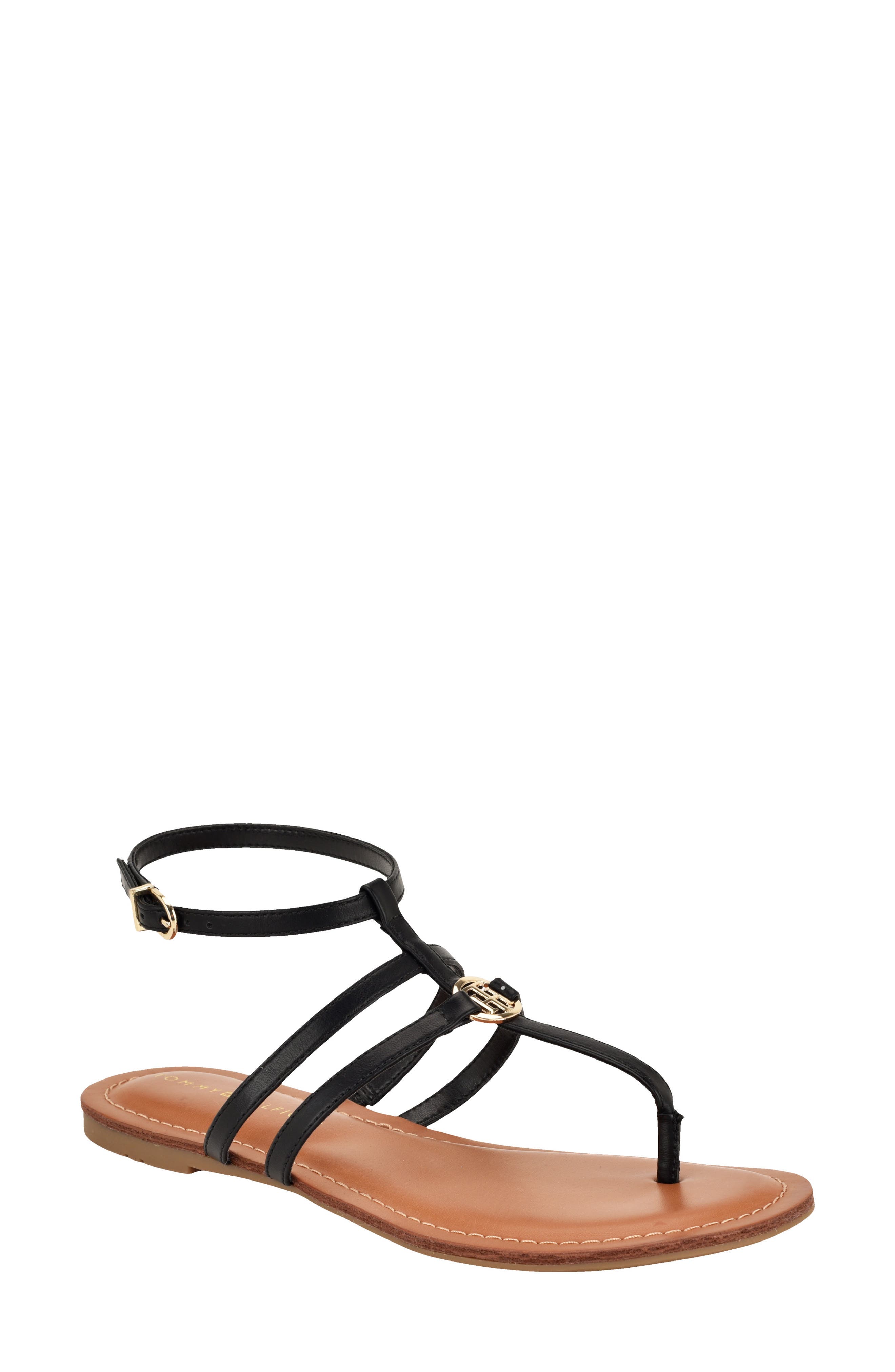 Tommy Hilfiger Lincoe T-Strap Sandal, Main, color, Black/ Black/ Black
