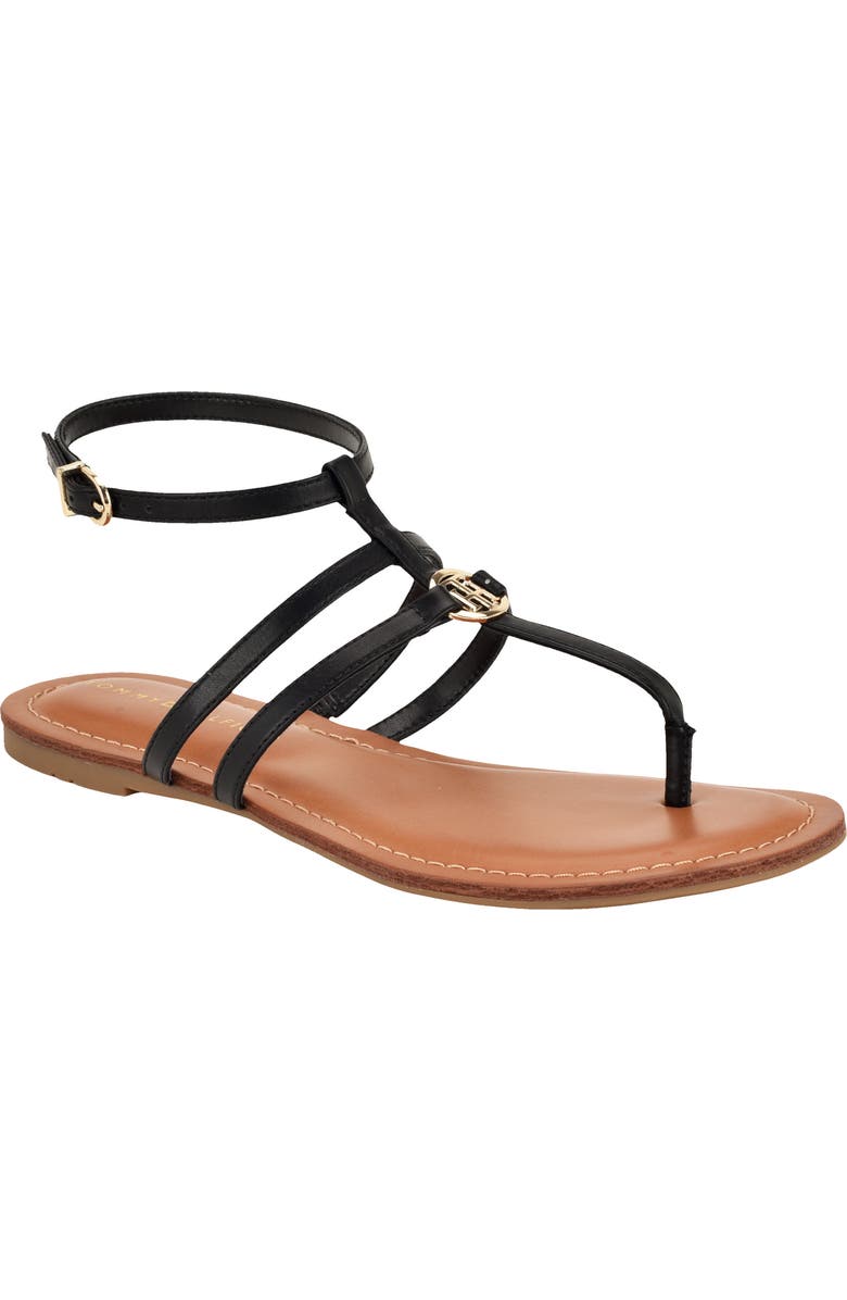 Tommy Hilfiger Lincoe T-Strap Sandal, Main, color, Black/ Black/ Black