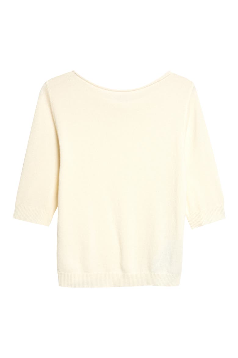 Silk Blend Short Sleeve Sweater, Alternate, color, CREAM