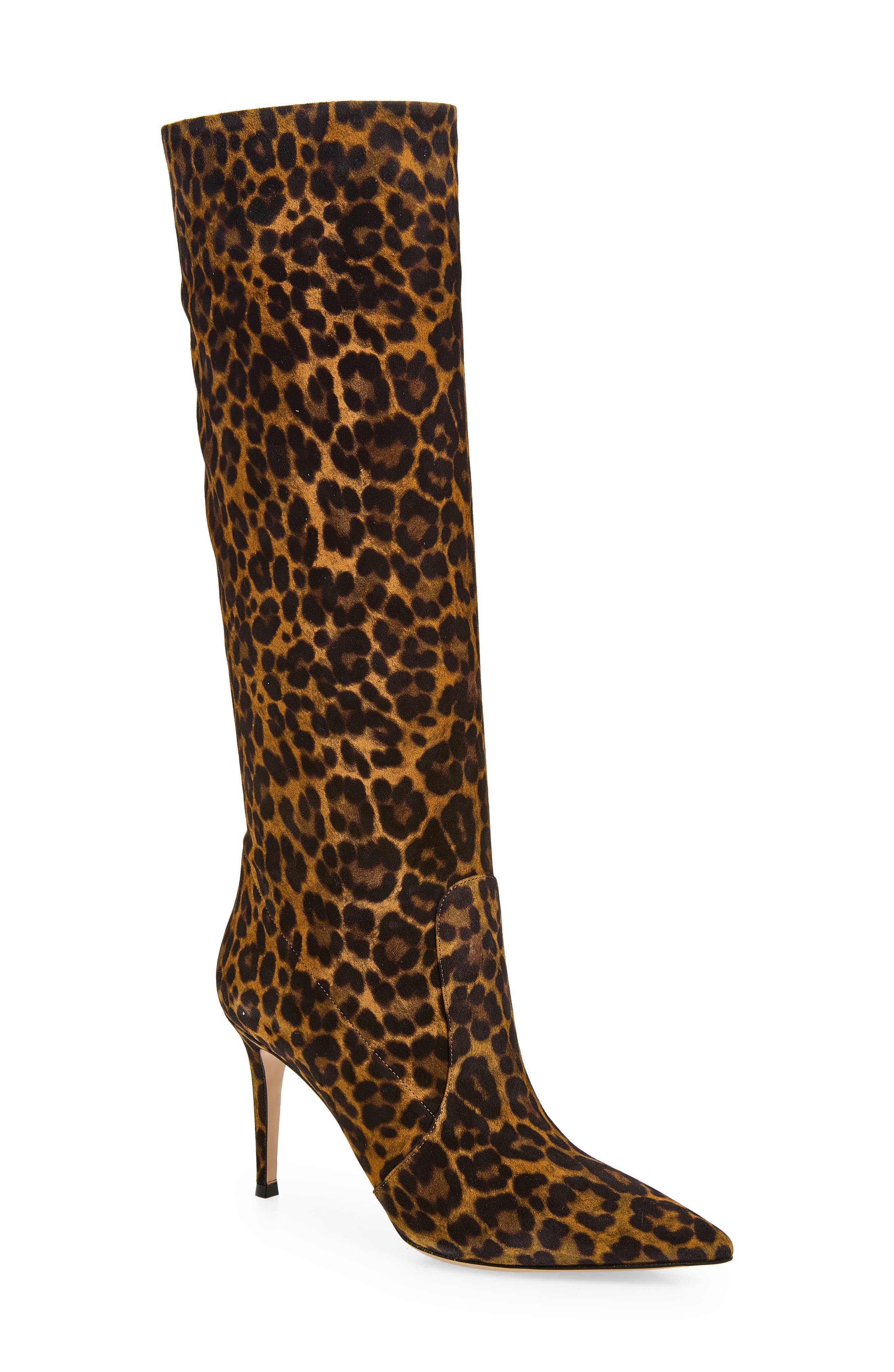 Hansen Leopard Print Pointed Toe Suede Over the Knee Boot, Main, color, ALMOND LEOPARD PRINT